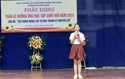 Em Nguyễn Thảo Hiền, học sinh lớp 8A4, Trường THCS Hợp Giang (Thành phố)