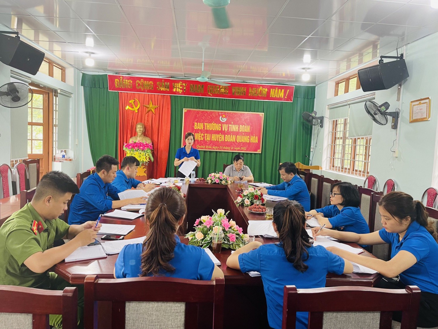 Kiểm tra giám sát công tác Đoàn và phong trào thanh thiếu nhi huyện Quảng Hòa