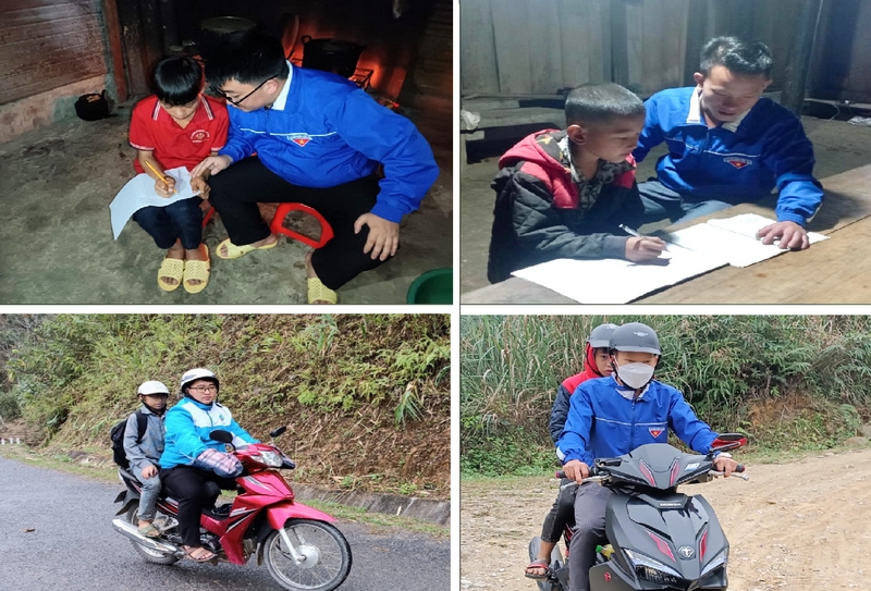 Đoàn xã Xuân Lập, huyện Lâm Bình tham gia dạy học và vận động các em học sinh đến lớp