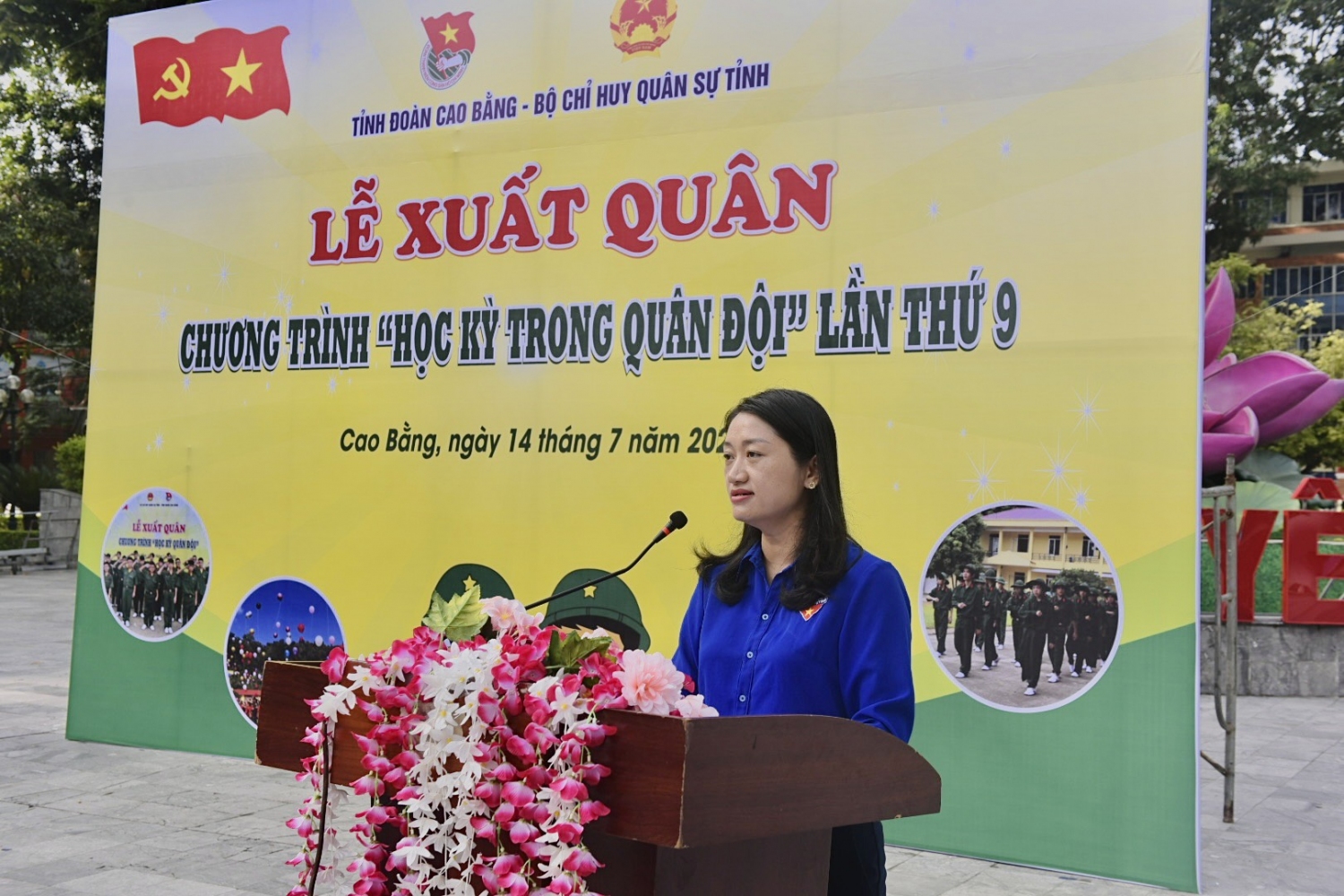 Đồng chí Triệu Thanh Dung Bí thư Tỉnh Đoàn, Trưởng BTC phát biểu tại Lễ xuất quân