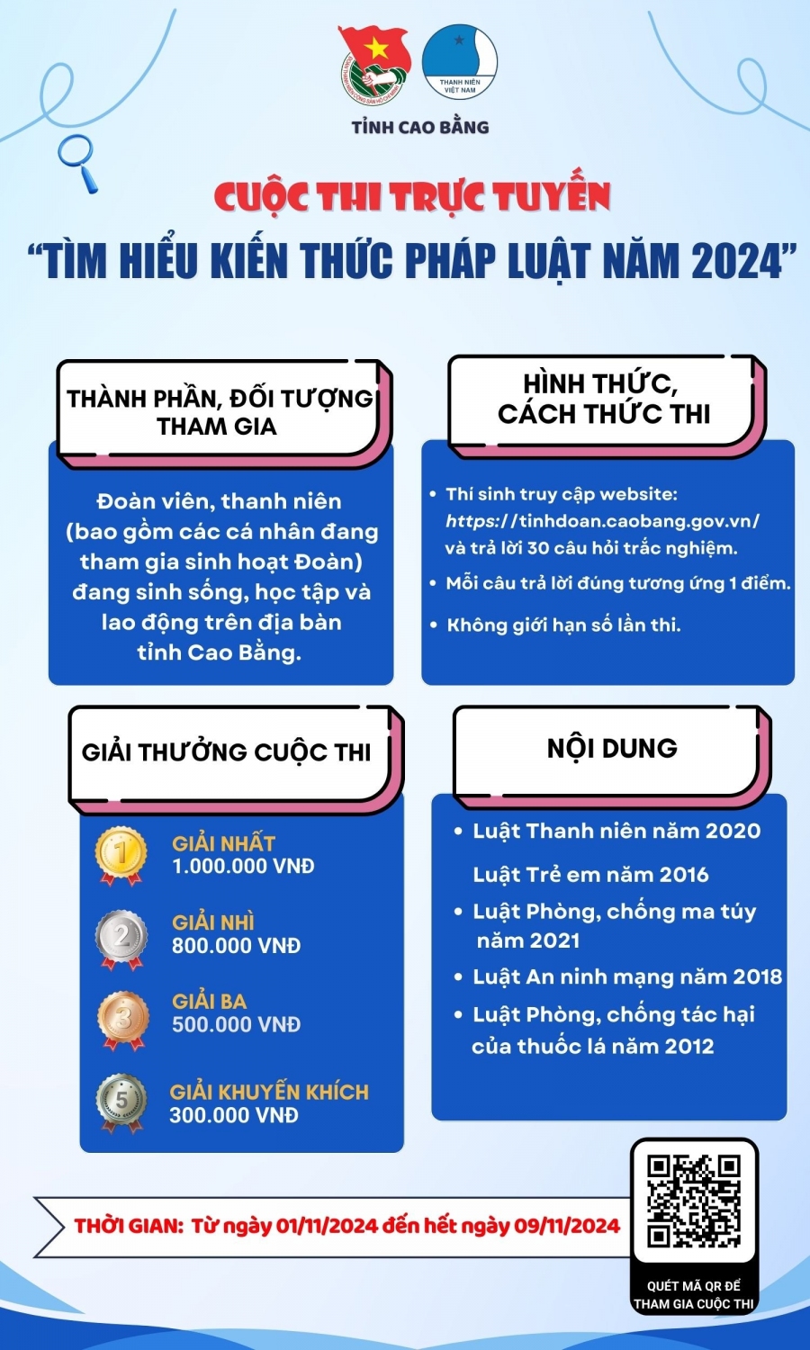 Ban Thường vụ Tỉnh Đoàn phát động Cuộc thi trực tuyến “Tìm hiểu kiến thức pháp luật năm 2024” 