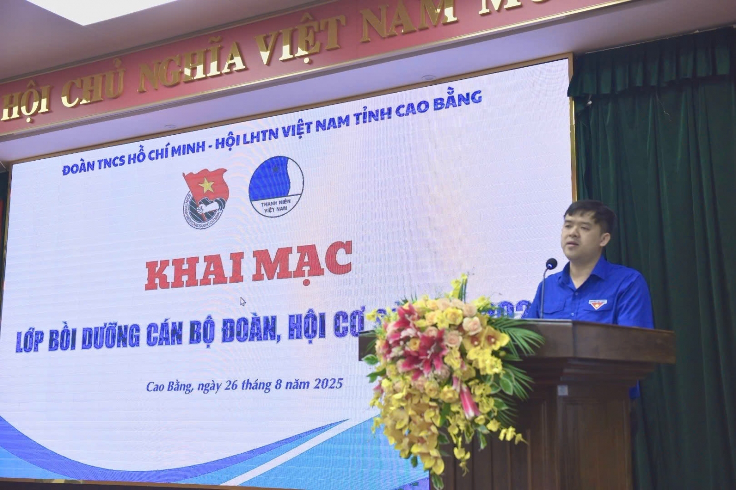 Đc chí Hà Ngọc Huy – Phó Bí thư Thường trực Tỉnh Đoàn, Phó Chủ tịch Thường trực Hội LHTN Việt Nam tỉnh phát biểu khai mạc