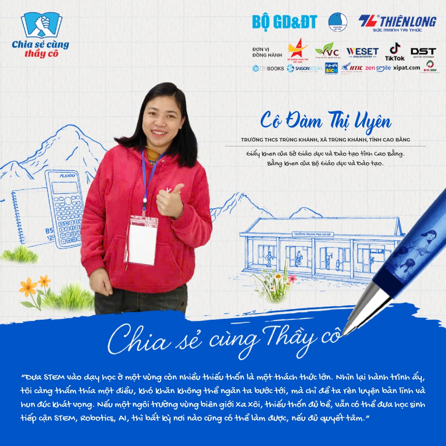 Cô Đàm Thị Uyên, Giáo viên trường THCS Trùng Khánh, xã Trùng Khánh