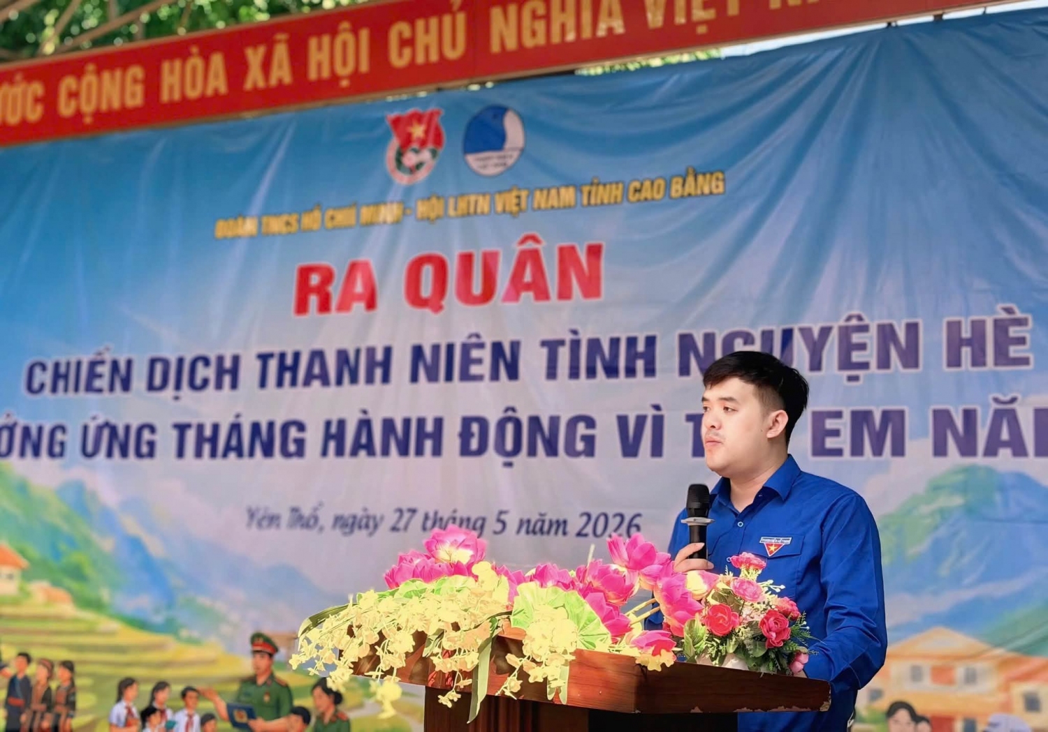 Hà Ngọc Huy – Phó Bí thư Thường trực Tỉnh Đoàn, Phó Chủ tịch Thường trực Hội LHTN Việt Nam tỉnh Cao Bằng phát biểu tại chương trình.